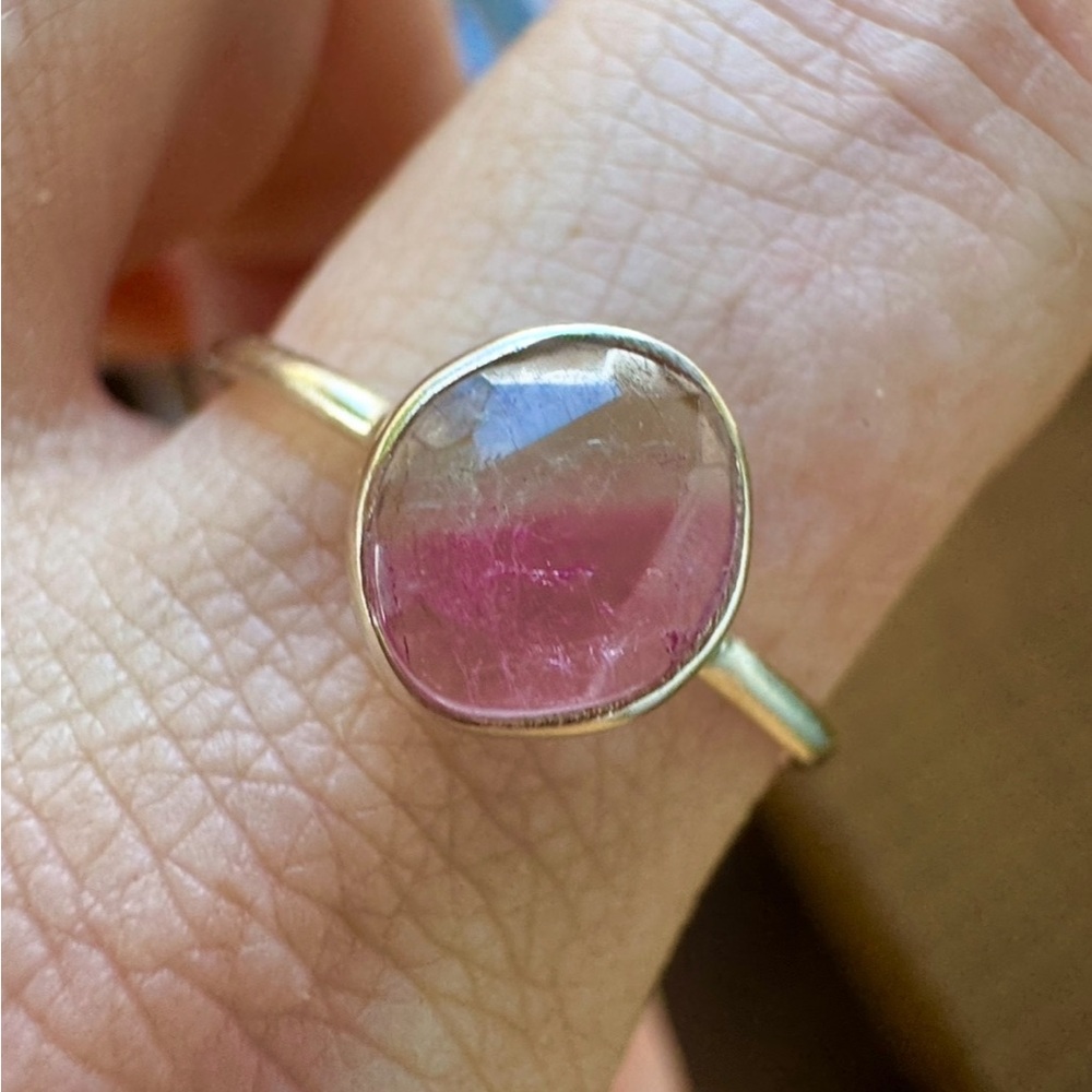 Custom Made Solid Sterling Watermelon Tourmaline … - image 1